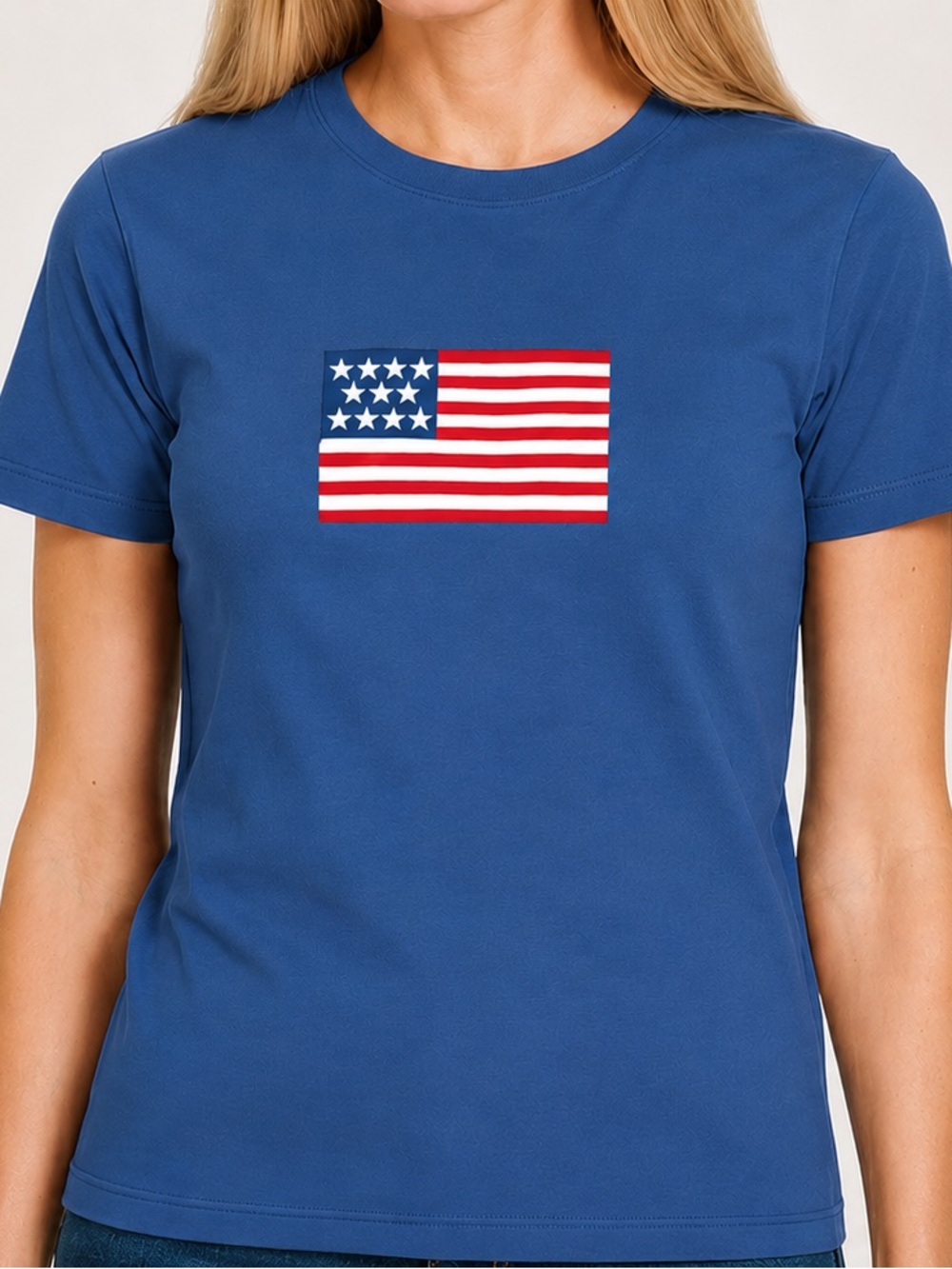 Blue ZENANA Flag Tee NWOT